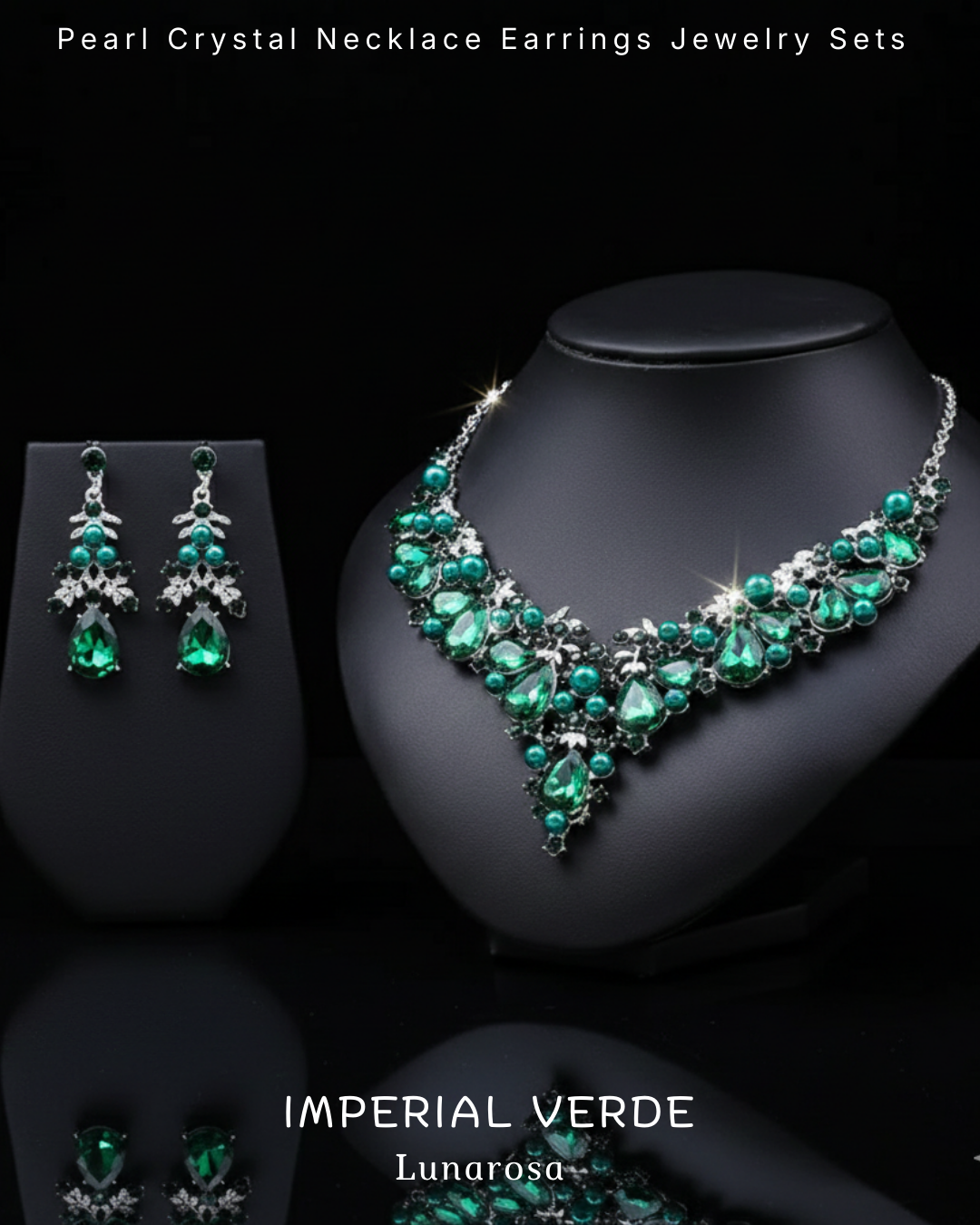 Imperial Verde Crystal Necklace & Earrings Set | Lunarosa Jewellery
