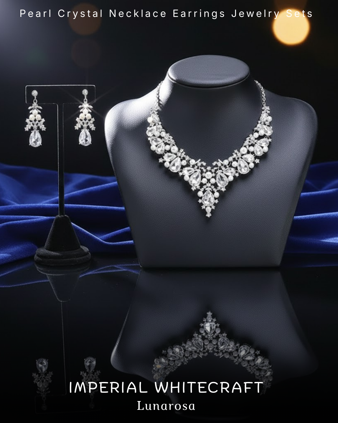 Imperial Whitecraft Crystal Necklace & Earrings Set | Lunarosa Jewellery