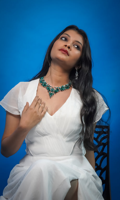 Imperial Verde Crystal Necklace & Earrings Set | Lunarosa Jewellery