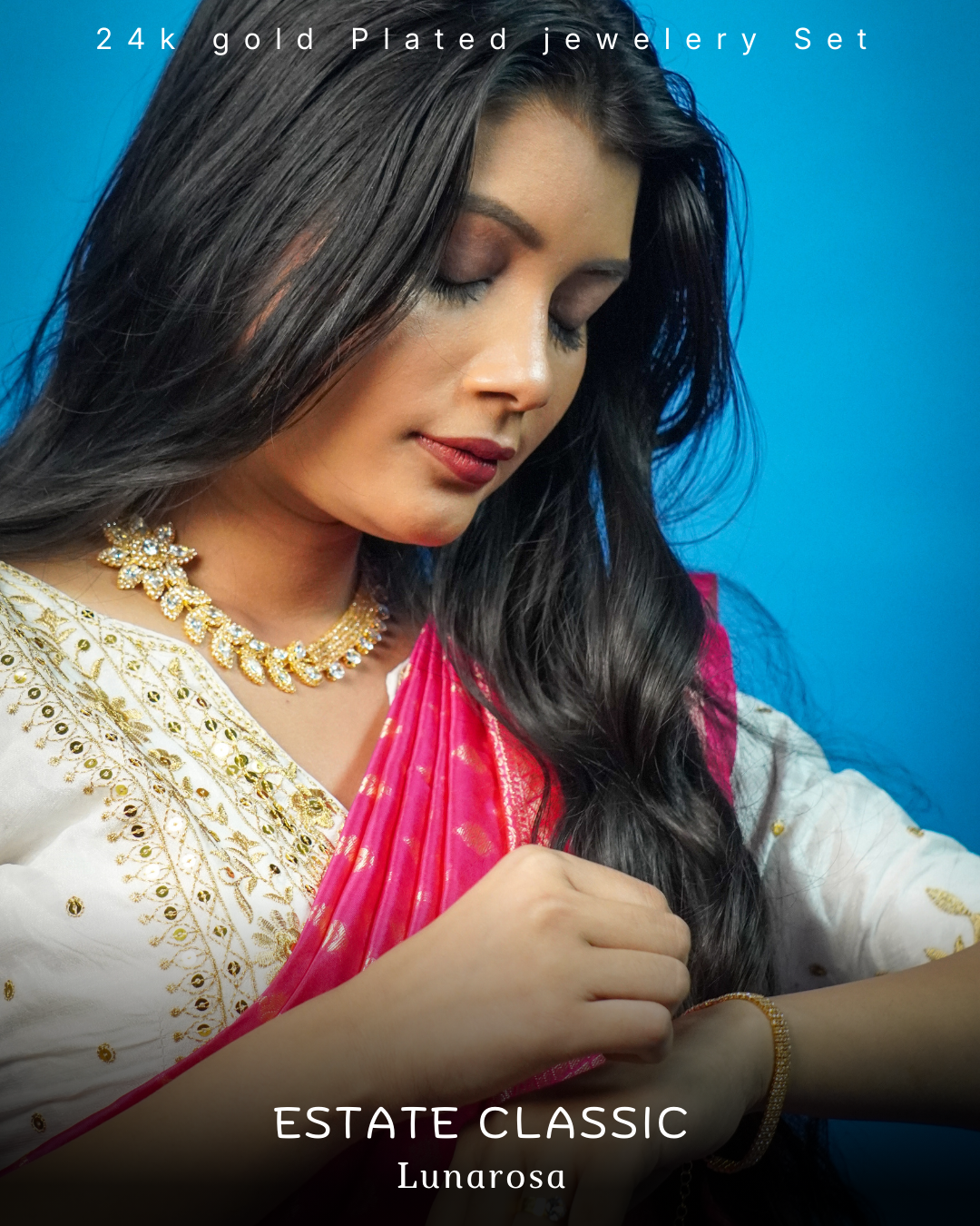 Estate Classic 24K Gold Plated Crystal 4-Piece Jewellery Set | Lunarosa